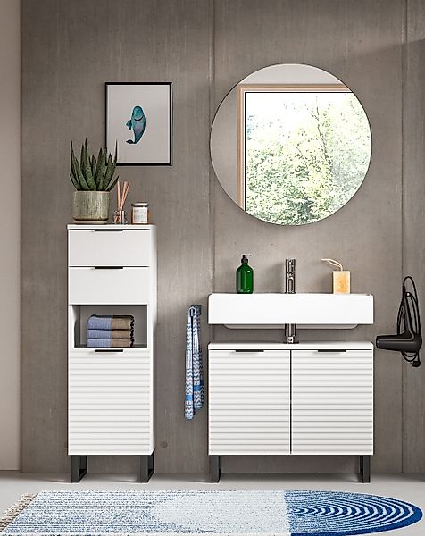 welltime Badmöbel-Set "Litica, Breite 120 cm, hochwertige Rillenfräsung, Me günstig online kaufen