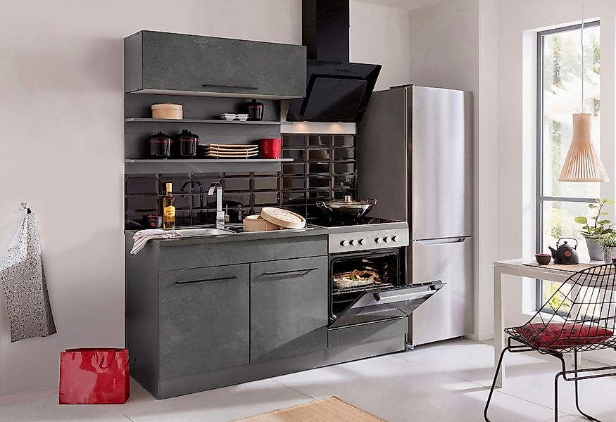 KOCHSTATION "KS-Tulsa" Breite 160 cm, schwarze Metallgriffe, hochwertige MD günstig online kaufen