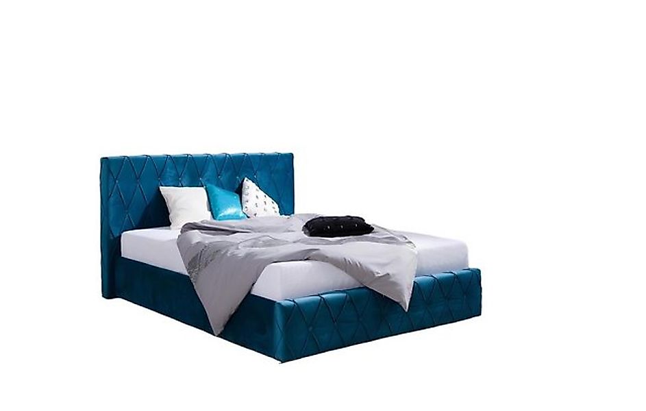 JVmoebel Bett Design Turkis Blaues Bett Textil Leder Hotel Betten Schlafzim günstig online kaufen