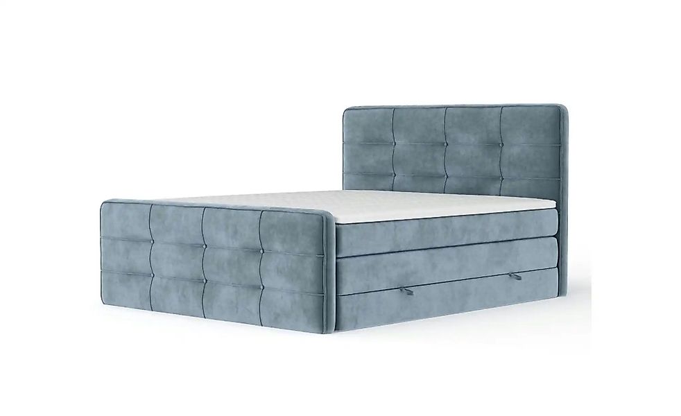 Boxspringbett mit Stauraum   ¦ blau ¦ Maße (cm): B: 164 H: 118 Betten > Kom günstig online kaufen
