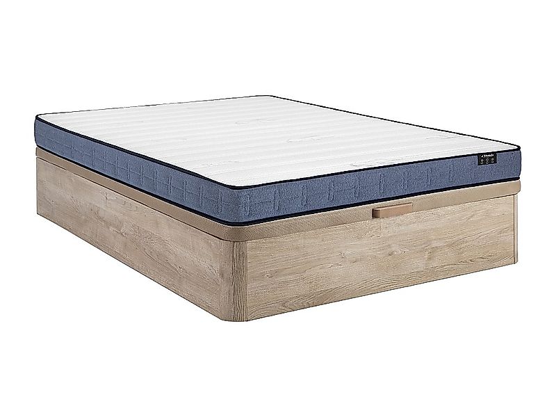 Bett mit Bettkasten - 140 x 190 cm - Natur hell - Taschenfederkernmatratze günstig online kaufen