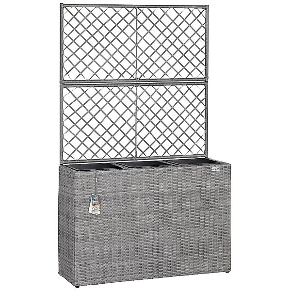 Polyrattan Blumenkasten mit Rankgitter Grau günstig online kaufen