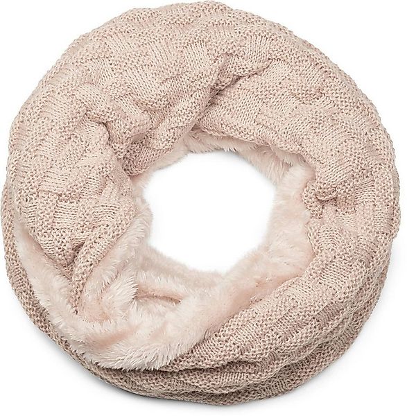 styleBREAKER Strickschal Feinstrick Loop mit Flecht Muster und Teddyfleece, günstig online kaufen