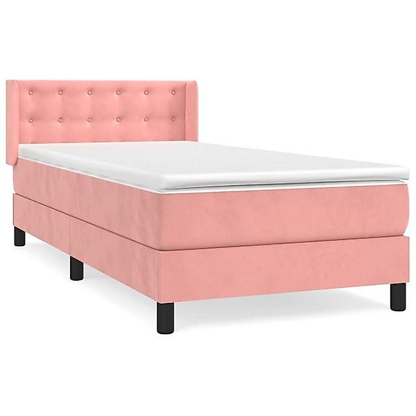 vidaXL Boxspringbett, Boxbett mit Matratze Rosa 90x200 cm Samt günstig online kaufen