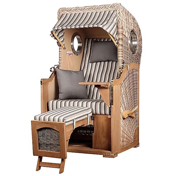 bene,iving Strandkorb Komplettset Ammersee Single Teak Bullauge PE Shell Mo günstig online kaufen