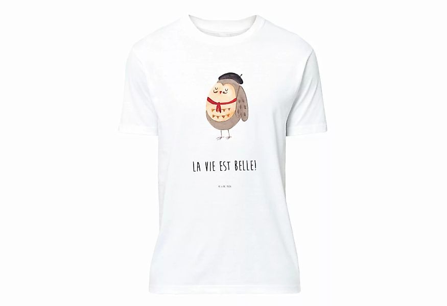 Mr. & Mrs. Panda T-Shirt Eule Französisch - Weiß - Geschenk, La vie est bel günstig online kaufen
