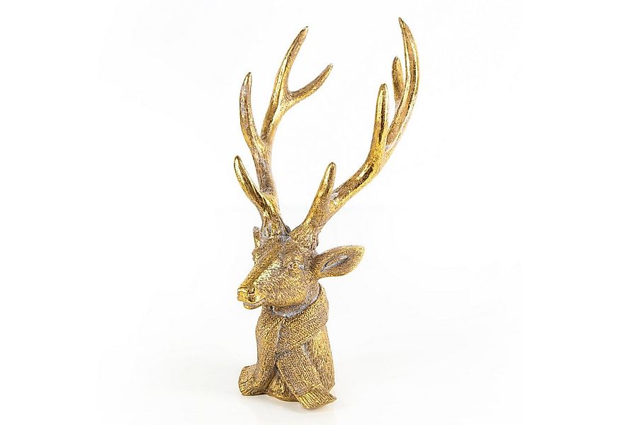 Logbuch-Verlag Dekofigur Großer Hirsch Kopf mit Geweih Gold edel, 30 cm günstig online kaufen