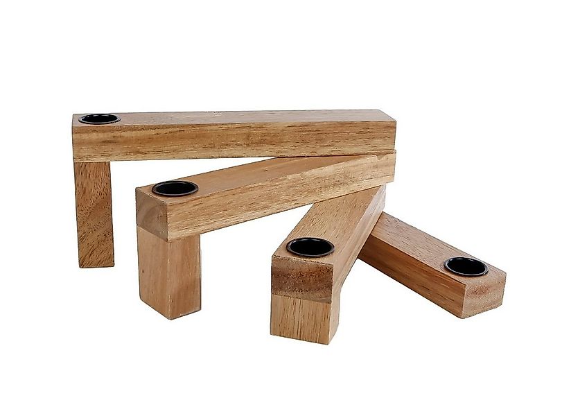 Spetebo Tischkerzenhalter Holz Kerzenhalter klappbar für 4 Stabkerzen (Pack günstig online kaufen