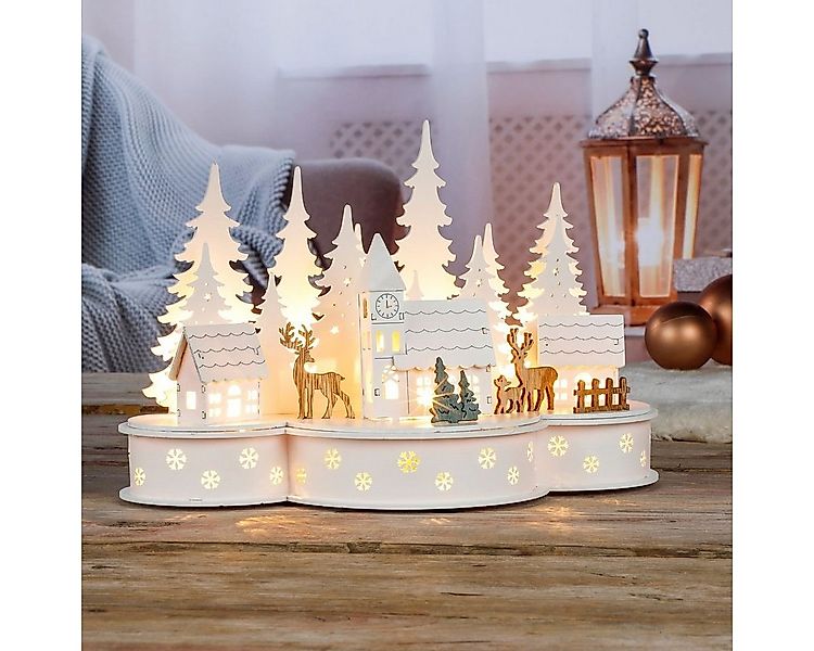 Gravidus Weihnachtsdorf Beleuchtete LED Weihnachtsstadt mit Rentieren Weihn günstig online kaufen