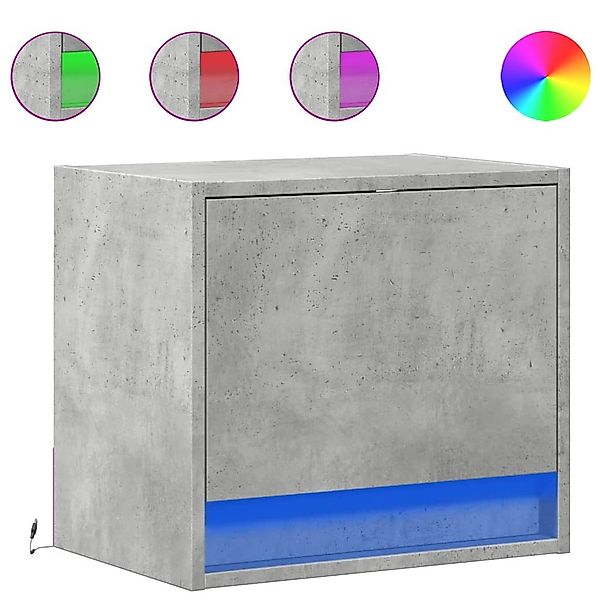 vidaXL Nachttisch Wand-Nachttisch mit LED-Leuchten Betongrau günstig online kaufen