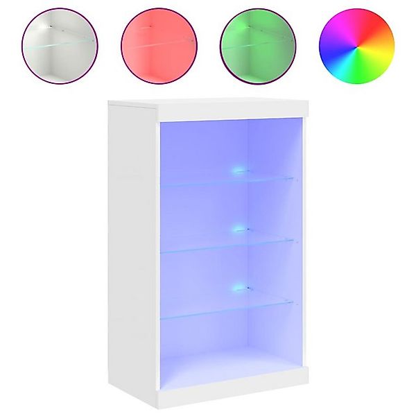 vidaXL Vitrine Sideboard mit LED Leuchten Weiß 60,5x37x100 cm Glas Vitrine günstig online kaufen