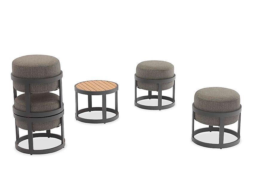 Totem Hocker Set + Coffee Table für den Garten Kohle günstig online kaufen