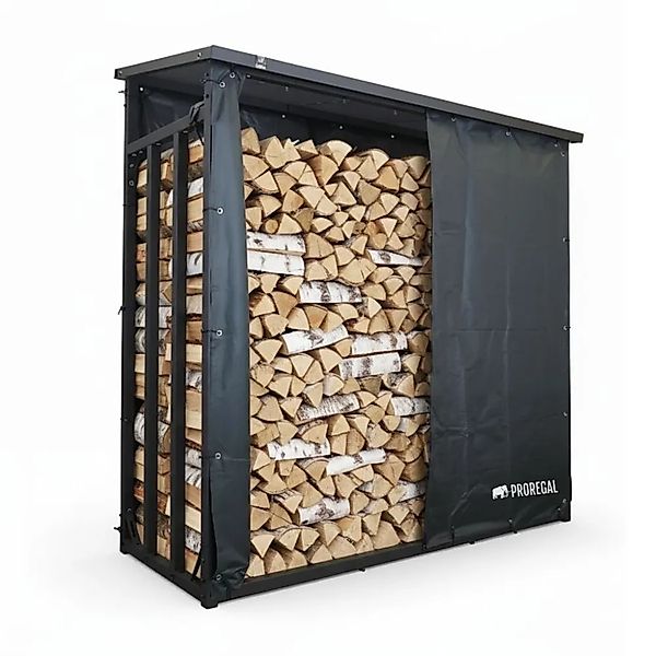 PROREGAL Kaminholzregal XXL Außen Metall Mit Dach Abdeckung & Handschuhe 18 günstig online kaufen