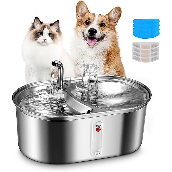 NUODWELL Trinkbrunnen 3L Katzenbrunnen Edelstahl Trinkbrunnen günstig online kaufen