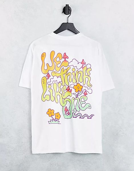 Pull&Bear – Oversize-T-Shirt mit Slogan-Print in Weiß günstig online kaufen