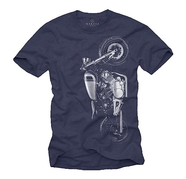 MAKAYA Print-Shirt Herren Motorrad Aufdruck XV Motiv Motorcycle Druck Bekle günstig online kaufen