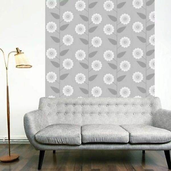 artgeist Fototapete Floral Pattern grau/weiß Gr. 50 x 1000 günstig online kaufen