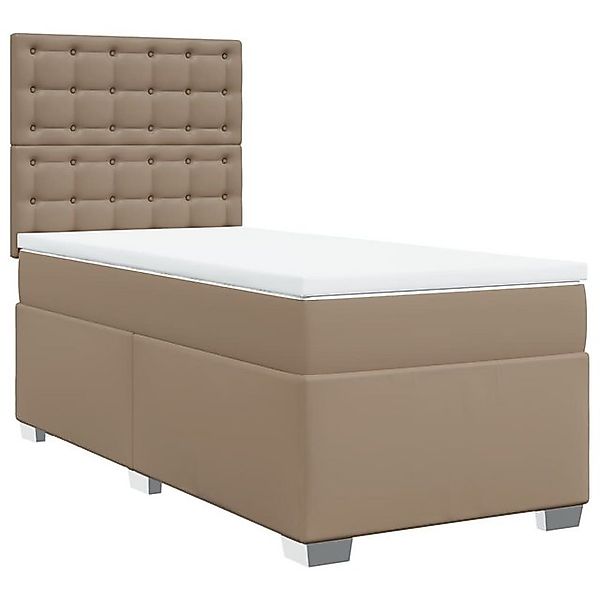 vidaXL Bett Boxspringbett Matratze Cappuccino-Braun 100x200cm Kunstleder günstig online kaufen