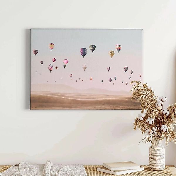 Bricoflor Leinwandbild Mit Heißluftballon Pastell Wandbild Mit Ballons Idea günstig online kaufen