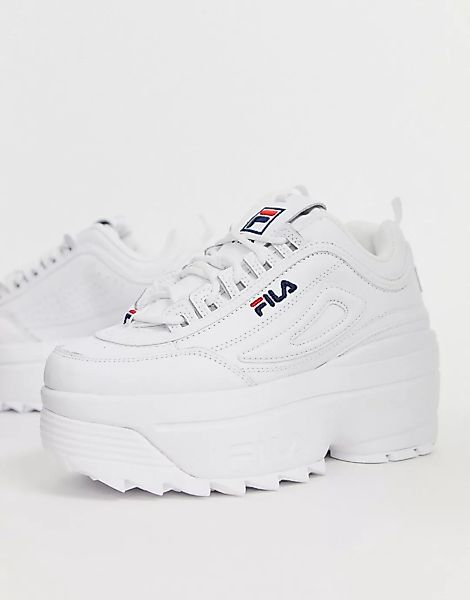 Fila – Disruptor II – Weiße Plateau-Sneaker mit Keilabsatz günstig online kaufen