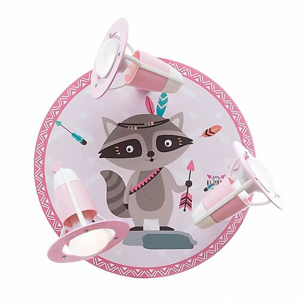 Deckenlampe Little Indians, Waschbär Oskar, rosa günstig online kaufen