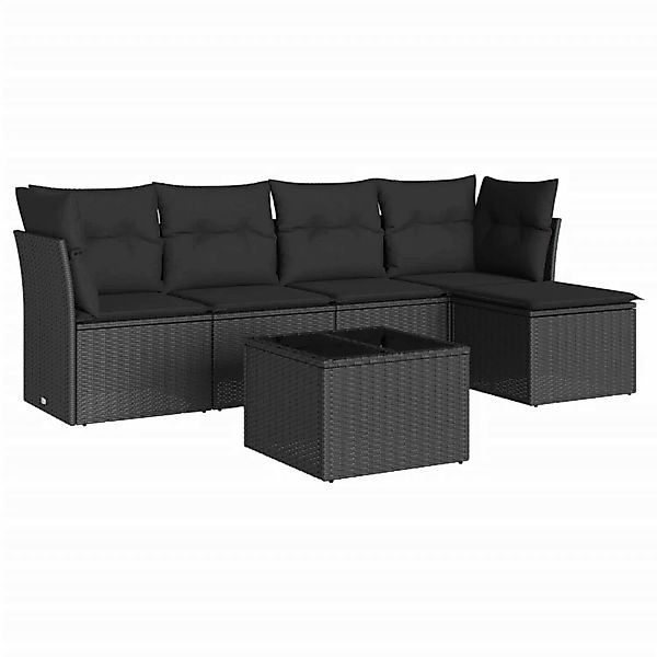 vidaXL 6-tlg Garten-Sofagarnitur mit Kissen Schwarz Poly Rattan Modell 61 günstig online kaufen