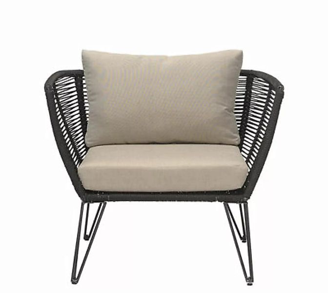 Gepolsterter Sessel Mundo textil schwarz beige / für Haus, Terrasse und Gar günstig online kaufen