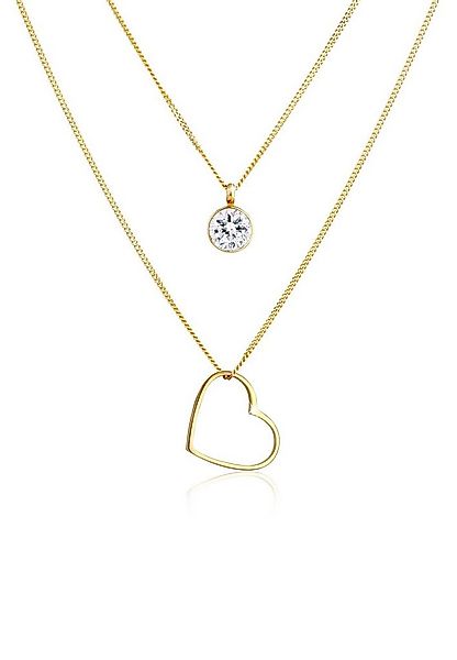 Elli Ketten-Set Layer Herz Love 925 Silber, mit Kristallen von Swarovski®, günstig online kaufen