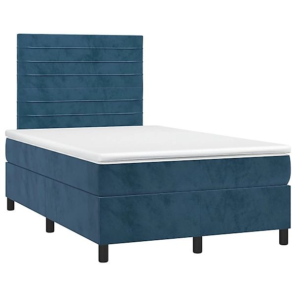 vidaXL Boxspringbett mit Matratze & LED Dunkelblau 120x200 cm Samt 3136177 günstig online kaufen