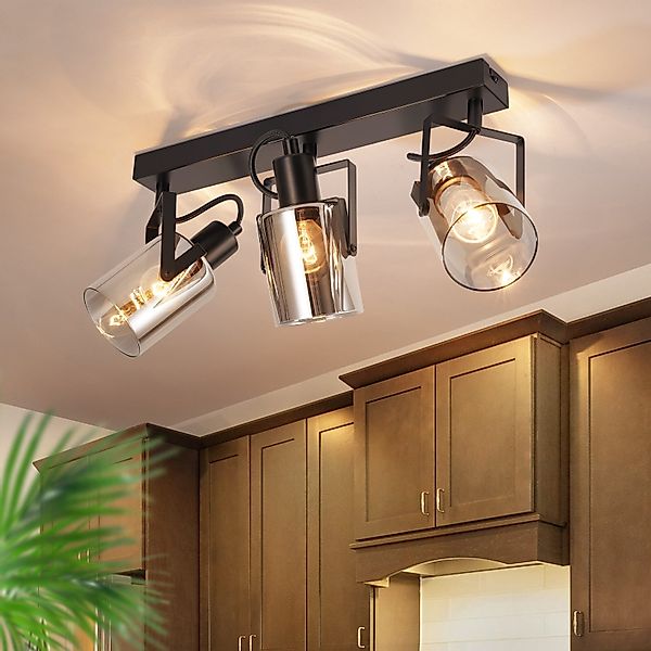 Nettlife Deckenstrahler Vintage Deckenlampe Rauchgrau Glas günstig online kaufen