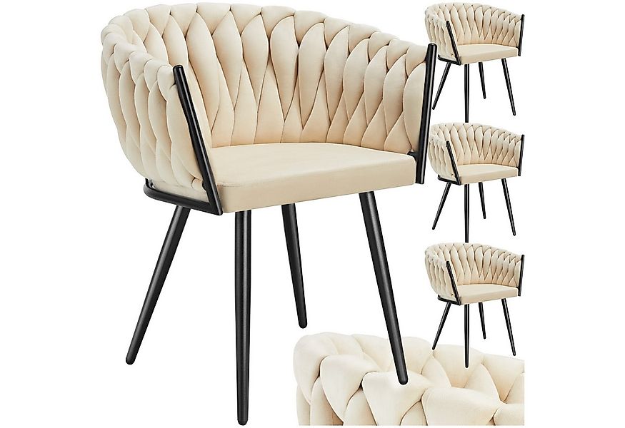 tectake Esszimmerstuhl Küchenstuhl Astano, Belastbarkeit 120 kg, Sand (Set, günstig online kaufen