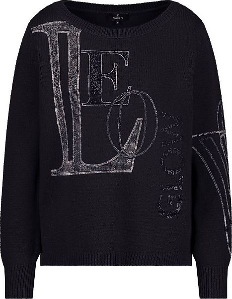 Monari Rundhalspullover 809518 Intarsienstrick mit funkelnden Strassdetails günstig online kaufen
