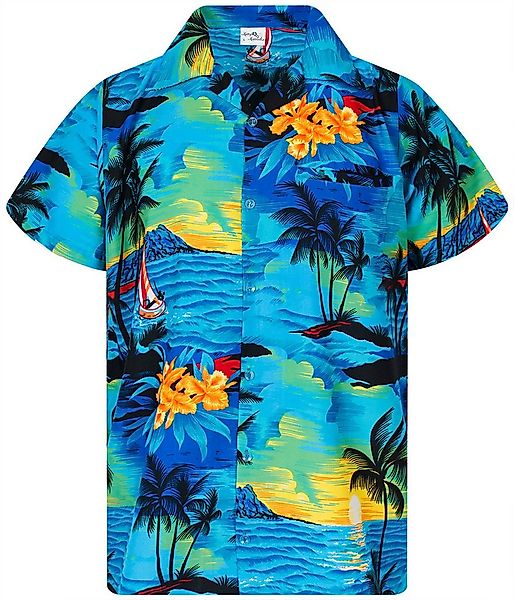 King Kameha Hawaiihemd Surf Funky Hawaii-Hemd Herren Kurzarm Front-Tasche S günstig online kaufen
