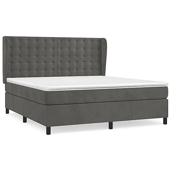 vidaXL Boxspringbett mit Matratze Dunkelgrau 180x200 cm Samt1373085 günstig online kaufen