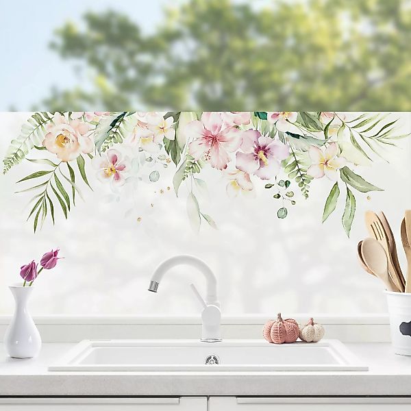 Fensterfolie Aquarell Blüten Arrangement günstig online kaufen