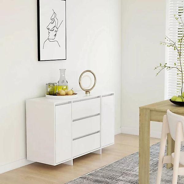 Sideboard Mit 3 Schubladen Weiß 120x41x75 Cm Spanplatte günstig online kaufen