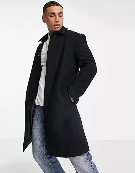 ASOS DESIGN – Schwarzer Mantel aus Wollmischung günstig online kaufen