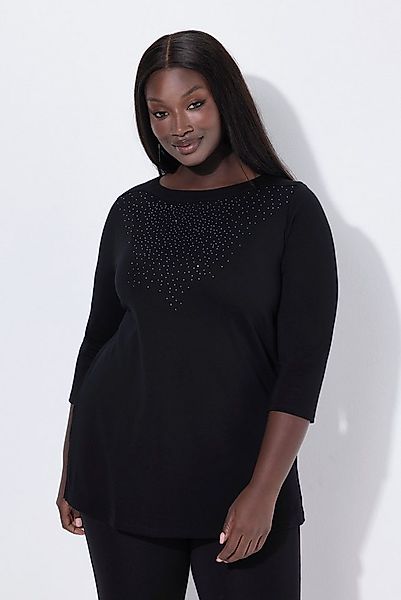 Ulla Popken T-Shirt Shirt Ziersteine U-Boot-Ausschnitt 3/4-Arm günstig online kaufen