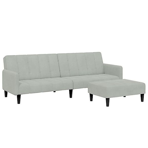 vidaXL Sofa Schlafsofa 2-Sitzer mit Fußhocker Hellgrau Samt günstig online kaufen