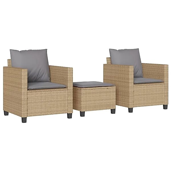 vidaXL 3-tlg Bistro-Set mit Kissen Beige Poly Rattan Modell 16 günstig online kaufen