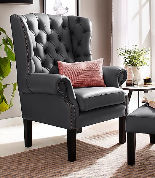 Home affaire Sessel »Bedford Ohrensessel Chesterfield«, mit aufwendiger Kno günstig online kaufen