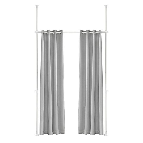SoBuy Raumteiler Verstellbar Verdunklungsvorhang mit Gardinenstange Hellgra günstig online kaufen
