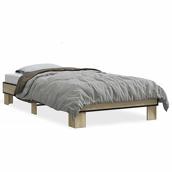 vidaXL Bettgestell Sonoma-Eiche 100x200 cm Holzwerkstoff und Metall 845868 günstig online kaufen