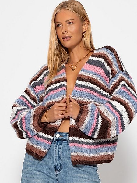 SASSYCLASSY Cardigan Gestreifte Strickjacke für Damen Mehrfarbig Multicolor günstig online kaufen