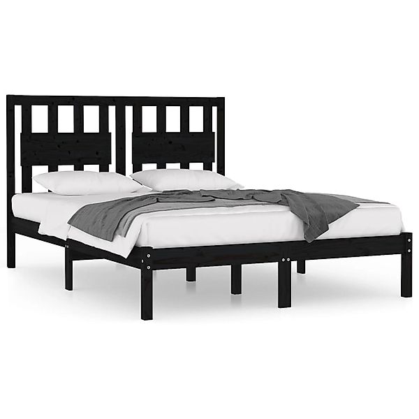 vidaXL Bettgestell Massivholzbett Schwarz Kiefer 200x200 cm Doppelbett Bett günstig online kaufen