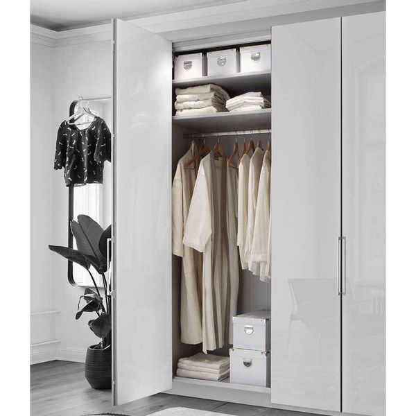 Schlafzimmerkleiderschrank mit Dreh- und Falttüren Weiß glasbeschichtet günstig online kaufen