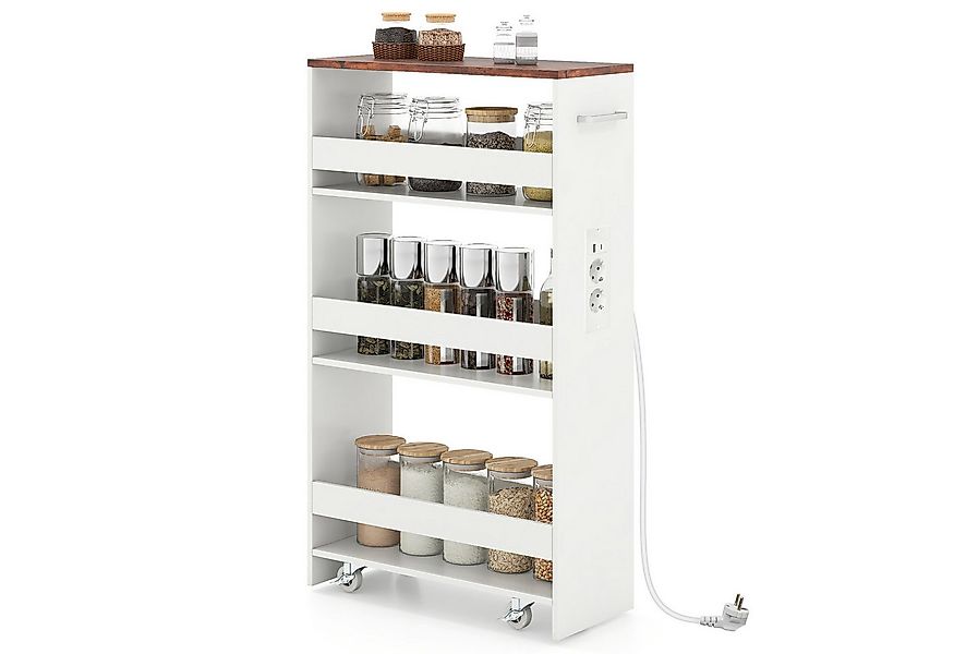 COSTWAY Küchenwagen, Nischenwagen 20cm breit schmal mit Ladestation Holz günstig online kaufen