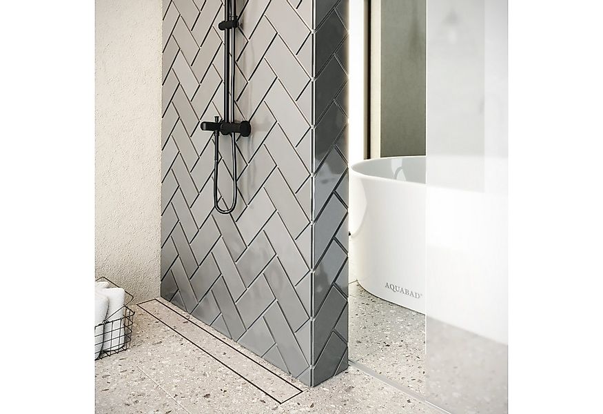 Aquabad® Duschrinne SDS Schwarzmatt Edelstahl Duschablauf, Haarsieb, Viega- günstig online kaufen