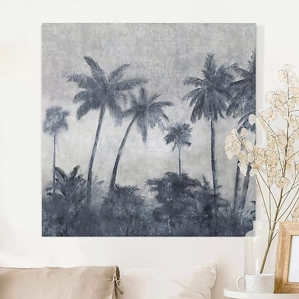 Leinwandbild Palmenkette in blau günstig online kaufen