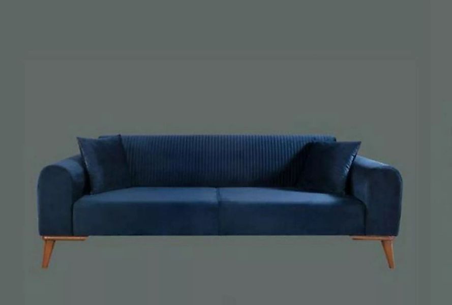 JVmoebel Sofa Luxus Dreisitzer Moderne Couch Polster Blau Couchen Stoff Tex günstig online kaufen